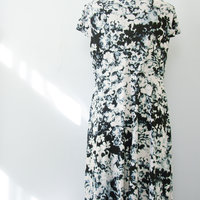 Y2K black and white cyber floral dress, women's size XL
