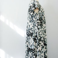 Y2K black and white cyber floral dress, women's size XL