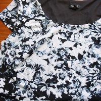 Y2K black and white cyber floral dress, women's size XL