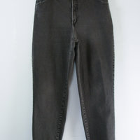 90's high waisted black stretch jeans with tapered leg, women's size 16 / 18