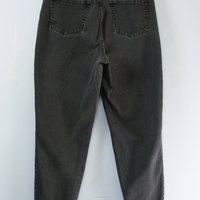 90's high waisted black stretch jeans with tapered leg, women's size 16 / 18