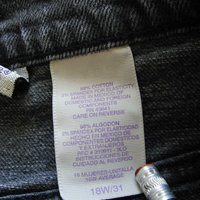 90's high waisted black stretch jeans with tapered leg, women's size 16 / 18