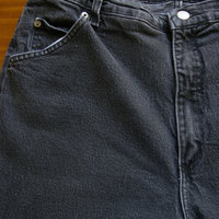 90's high waisted black stretch jeans with tapered leg, women's size 16 / 18