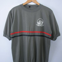 Vintage 80's grey Badlands ringer tee shirt, men's size small