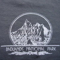 Vintage 80's grey Badlands ringer tee shirt, men's size small