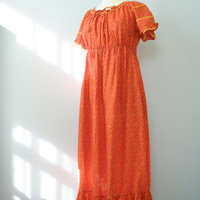 70's ditsy calico red prairie dress, women's size large
