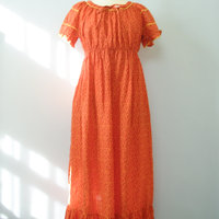 70's ditsy calico red prairie dress, women's size large