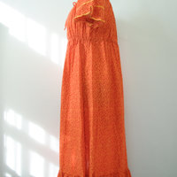 70's ditsy calico red prairie dress, women's size large
