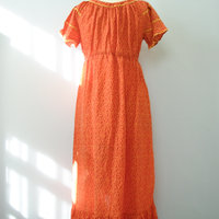 70's ditsy calico red prairie dress, women's size large