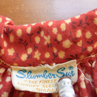 70's ditsy calico red prairie dress, women's size large