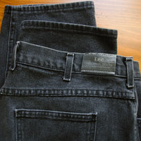 90's Lee black high waisted jeans with tapered leg, women's size 20 / 22