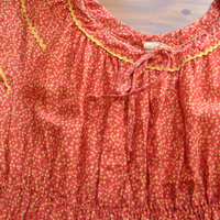 70's ditsy calico red prairie dress, women's size large