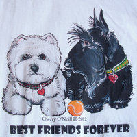 00's Best Friends Forever dog tee shirt, women's size large