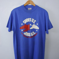 Vintage 80's USA jobs graphic tee shirt, men's size large