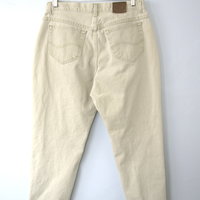 Vintage 80's high waisted jeans, mom jeans, stone beige denim, tapered leg, size 16 / 14