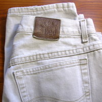 Vintage 80's high waisted jeans, mom jeans, stone beige denim, tapered leg, size 16 / 14