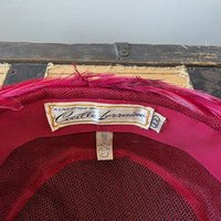 1950 Cecille Lorraine fuchsia pink feather pill box hat