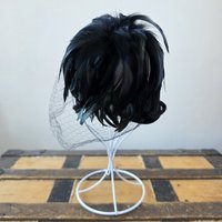 1940 wool and velvet crescent hat with feathers
