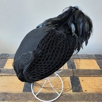 1940 wool and velvet crescent hat with feathers