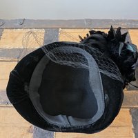 1940 wool and velvet crescent hat with feathers