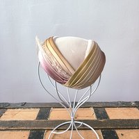 1950 velvet crescent fascinator hat with feather