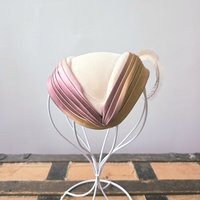 1950 velvet crescent fascinator hat with feather