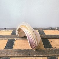 1950 velvet crescent fascinator hat with feather