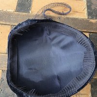 1950 blue velvet crescent fascinator hat