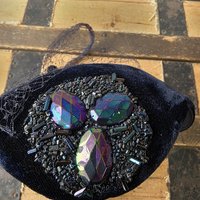 1950 blue velvet crescent fascinator hat