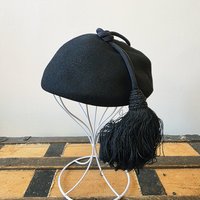 1940 New Cap Henry Pollak black wool beret tilt hat