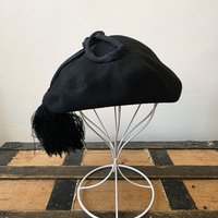 1940 New Cap Henry Pollak black wool beret tilt hat