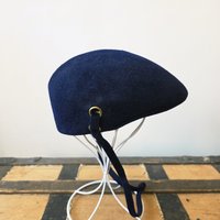 1960 Paris Boutique navy blue fur felt driving hat