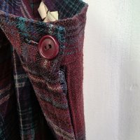 1970 burgundy plaid wool pleated skirt, small