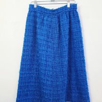 1960 blue faux mohair midi skirt, small