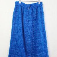 1960 blue faux mohair midi skirt, small