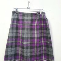 1980 purple plaid wool blend mini skirt, small 4