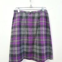 1980 purple plaid wool blend mini skirt, small 4