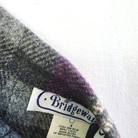 1980 purple plaid wool blend mini skirt, small 4