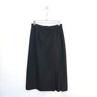 1980 black wool long pencil skirt, medium 8