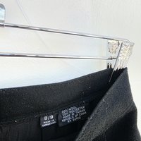 1980 black wool long pencil skirt, medium 8