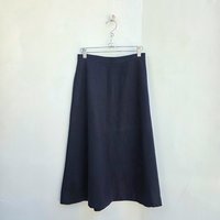 1970 navy blue wool midi skirt, small