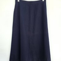 1970 navy blue wool midi skirt, small