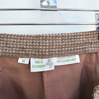 1970 Nell Flowers brown tweed wool skirt, medium 10