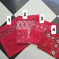 1950 distressed Color Fast red bandana, choose one