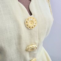 1940 pale yellow peplum blouse + skirt set, size xs