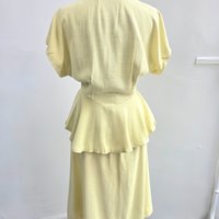 1940 pale yellow peplum blouse + skirt set, size xs