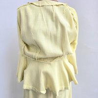 1940 pale yellow peplum blouse + skirt set, size xs