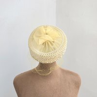 1960 Mr. John Capric pale yellow pill box hat