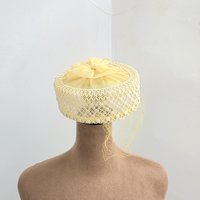 1960 Mr. John Capric pale yellow pill box hat