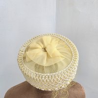 1960 Mr. John Capric pale yellow pill box hat